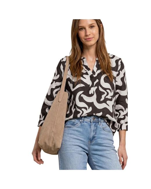 Street One Multicolor Brown Linen Blouse
