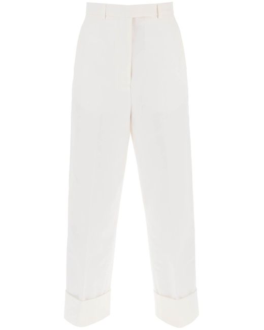 Thom Browne White Cropped Wide Leg Jeans
