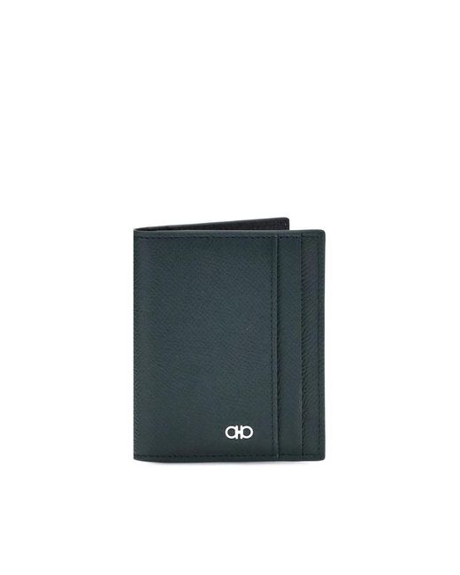 Ferragamo Green Leather Card Holder for men