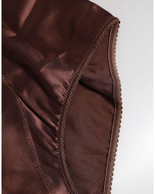 Dolce & Gabbana Brown Silk Stretch High Waist Girdle Underwear
