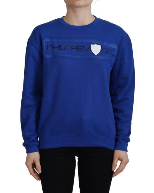 Philippe Model Blue Printed Long Sleeves Pullover Sweater