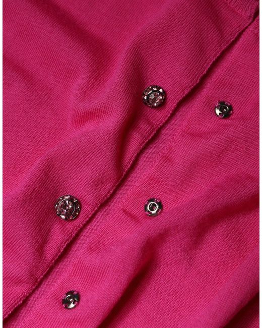 Dolce & Gabbana Pink Wool Button Down Cardigan Sweater