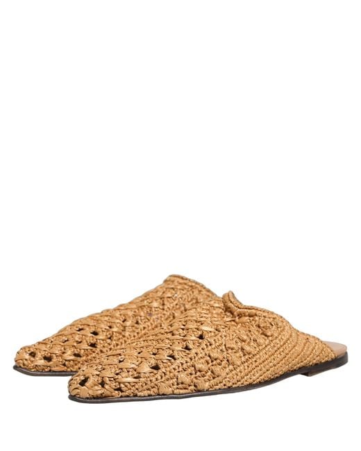 Dolce & Gabbana Brown Beige Woven Straw Slides Sandals Flats Shoes for men