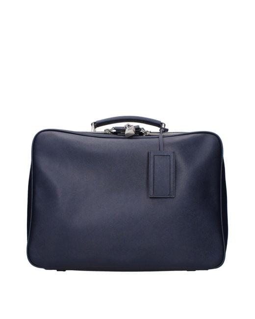 Prada Blue Leather Luggage And Travel for men