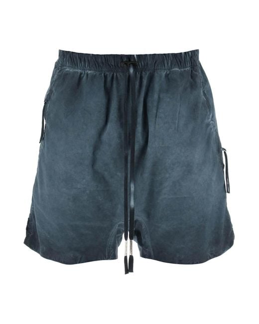 Boris Bidjan Saberi Blue Linen And Cotton Baggy Bermuda Shorts for men