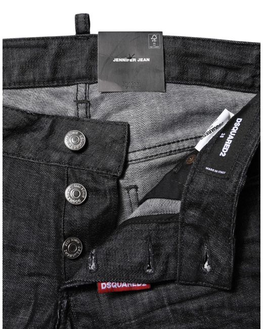 DSquared² Black Cotton Low Waist Skinny Denim Jeans for men
