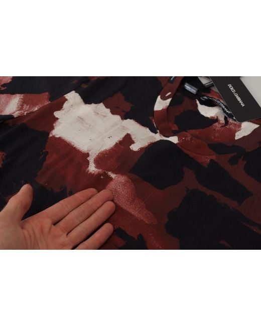 Dolce & Gabbana Black Multicolor Tie Dye Cotton Crew Neck T for men