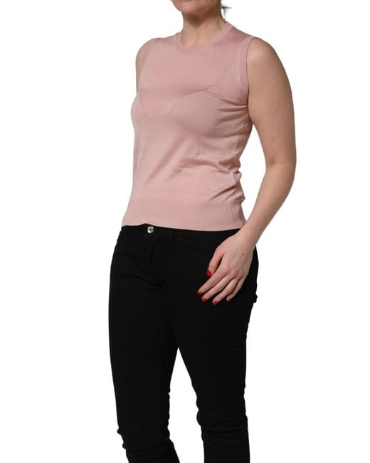 Dolce & Gabbana Black Pink Sleeveless Cashmere Knitted Tank Top