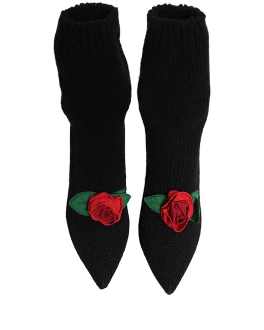 Dolce & Gabbana Red Stiletto Heels Mid Calf Boots Shoes Nylon Virgin Wool Eel