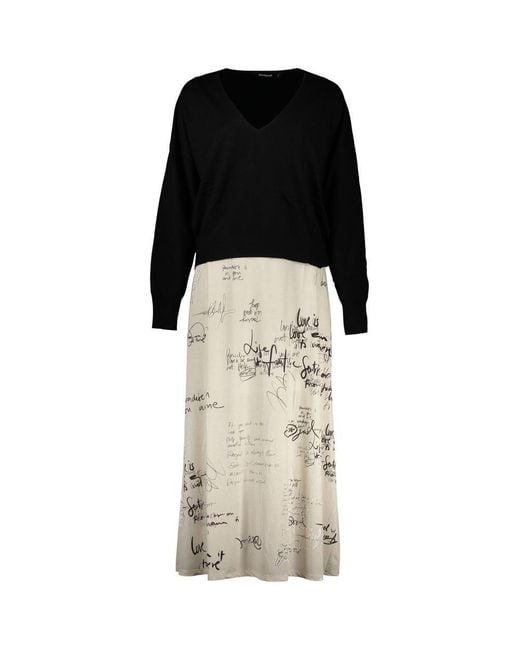 Desigual Natural White Polyester Casual Dress