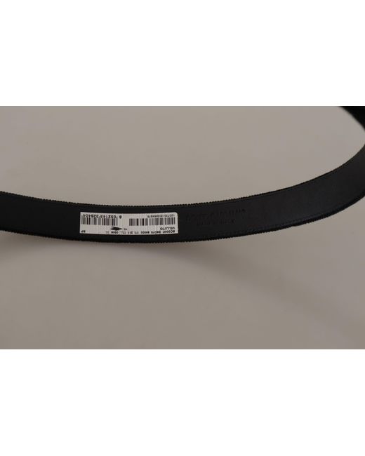Dolce & Gabbana Black Velvet Leather Tone Metal Buckle Belt for men