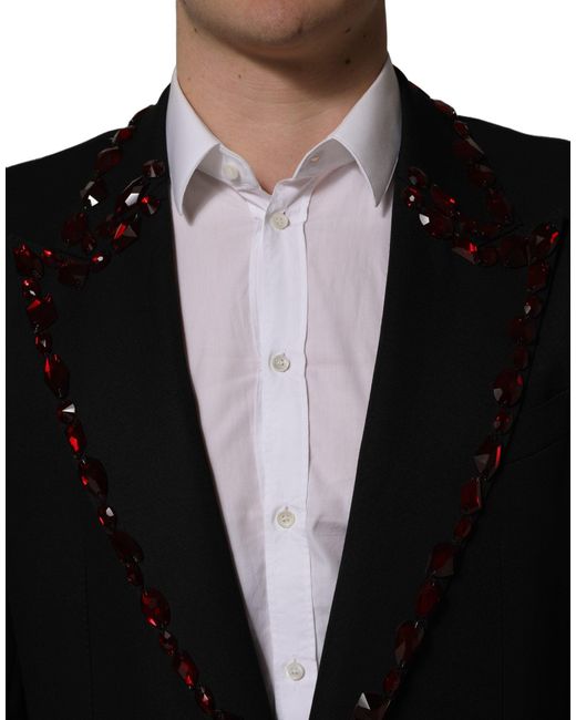 Dolce & Gabbana Black Crystal Embellished 2 Piece Suit for men