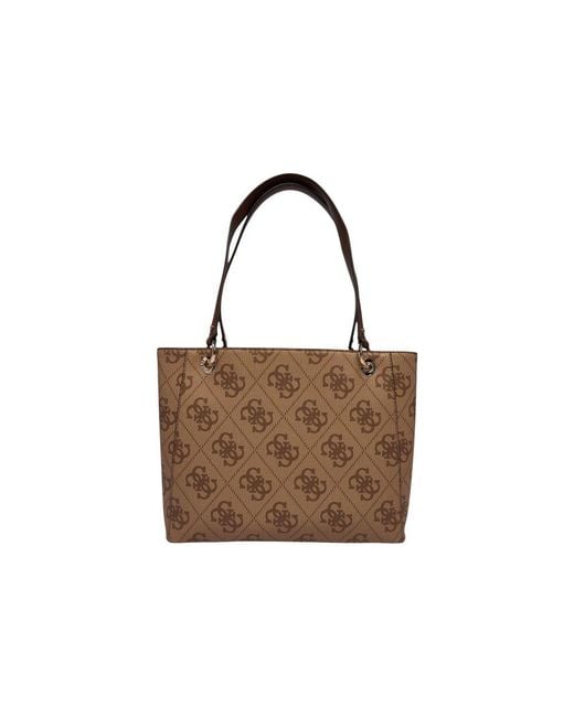 Guess Brown Bicolor Polyethylene Handbag