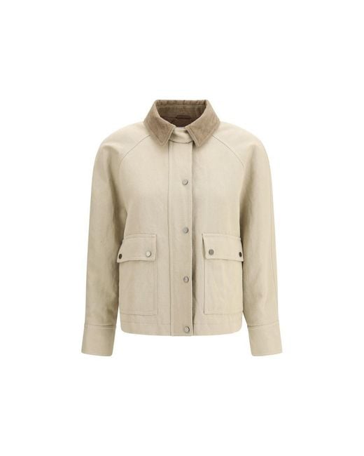Brunello Cucinelli Natural Beige Cotton Coat
