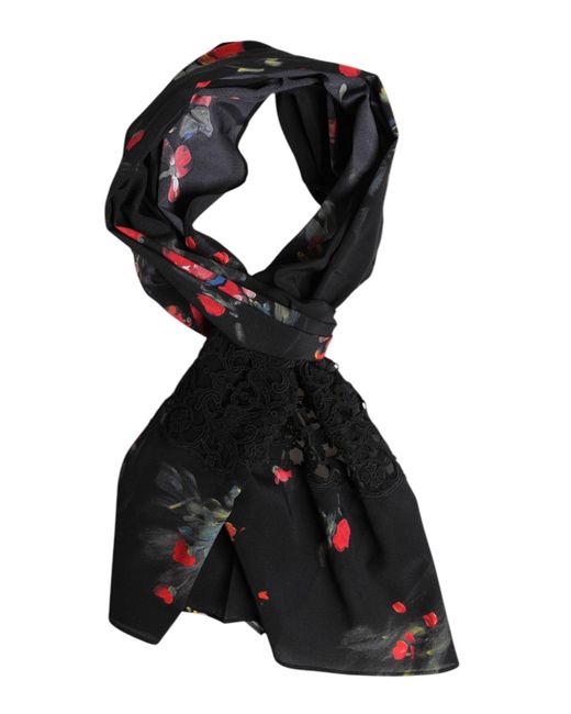 Dolce & Gabbana Black Floral Print Neck Warmer Wrap Scarf for men