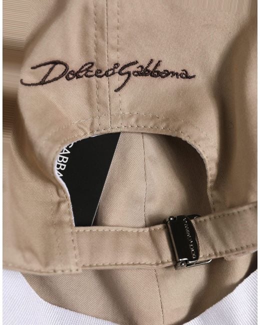 Dolce & Gabbana Natural Men Beige Cotton Stretch Baseball Capello Hat for men