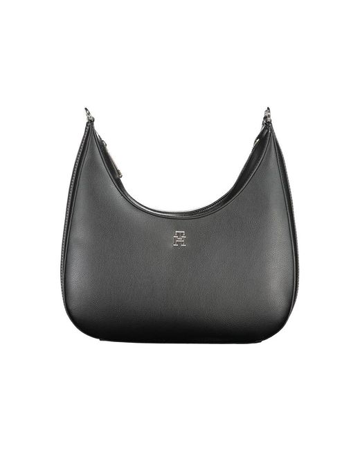 Tommy Hilfiger Gray Black Polyester Handbag
