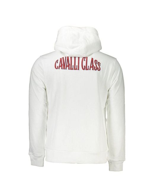Roberto Cavalli White Cotton Hooded Sweater for men