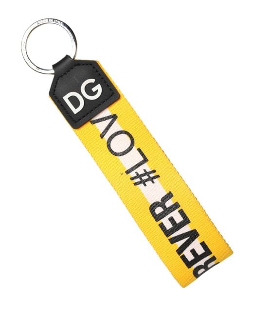 Dolce & Gabbana Metallic Logo Polyester Brass Holder Keychain Keyring Pvc Accessory