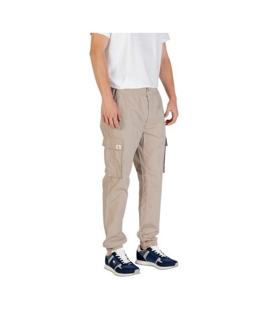 Calvin Klein Natural Brown Cotton Cargo Pants for men