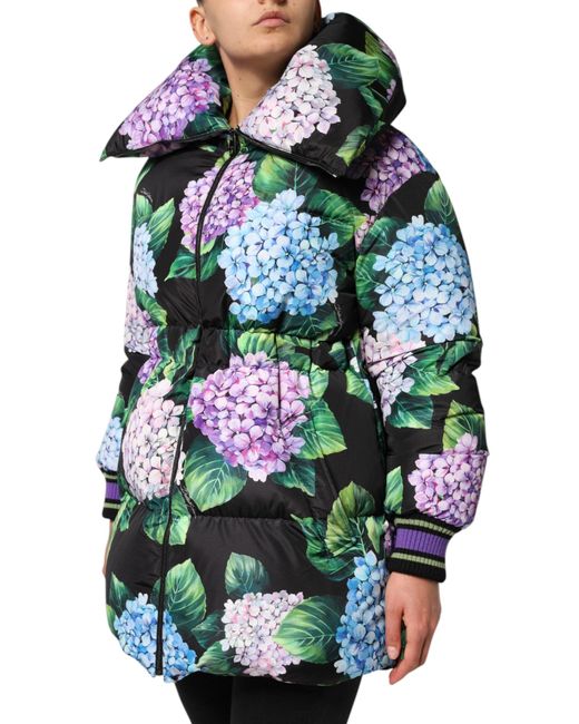 Dolce & Gabbana Green Multicolor Floral Print Puffer Quilted Jacket for men