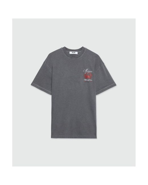 MSGM Gray Cotton T-Shirt for men