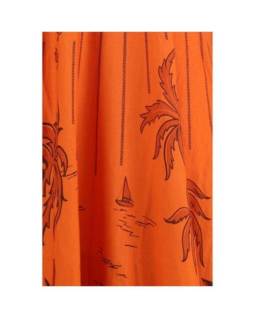 ALÉMAIS Orange Linen Casual Dress