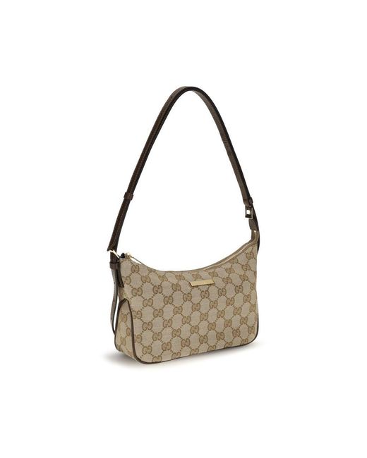 Gucci Metallic Beige Polyester Shoulder Bag