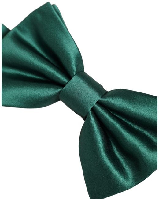 Dolce & Gabbana Men Green 100% Silk Adjustable Neck Papillon Bow Tie for men