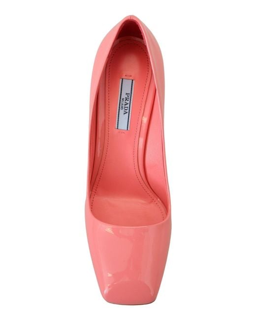 Prada Pink Patent Leather Block Heel Pumps