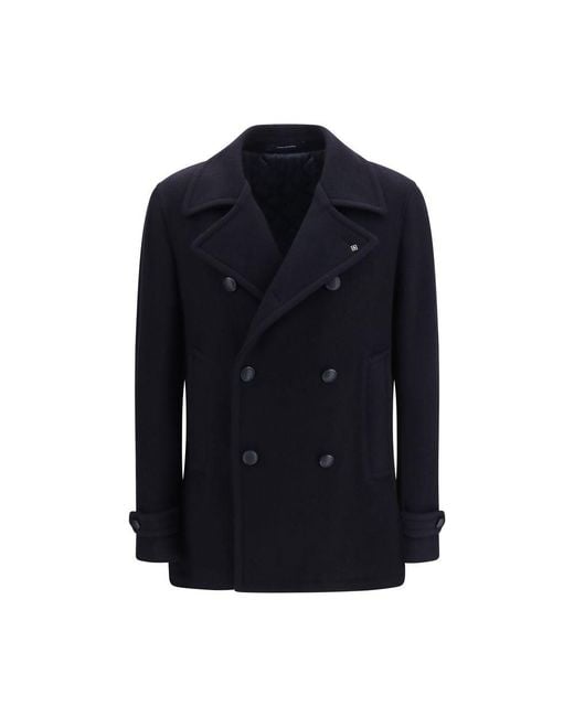 Tagliatore Blue Wool Oves Aries Coat for men