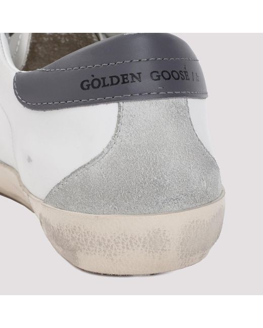 Golden Goose Deluxe Brand White Ice Dark Gray Superstar Cow Leather Sneakers for men