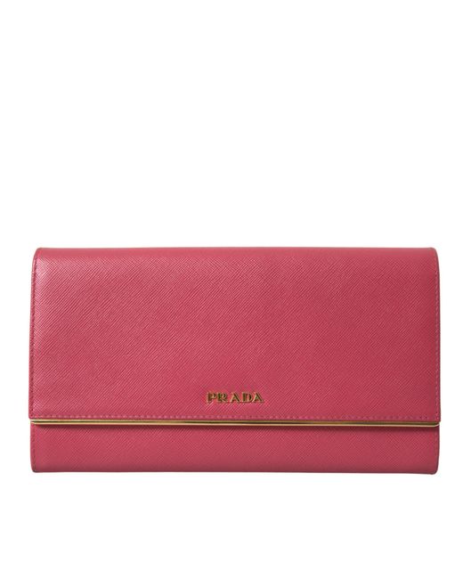Prada Red Elegant Leather Bifold Wallet