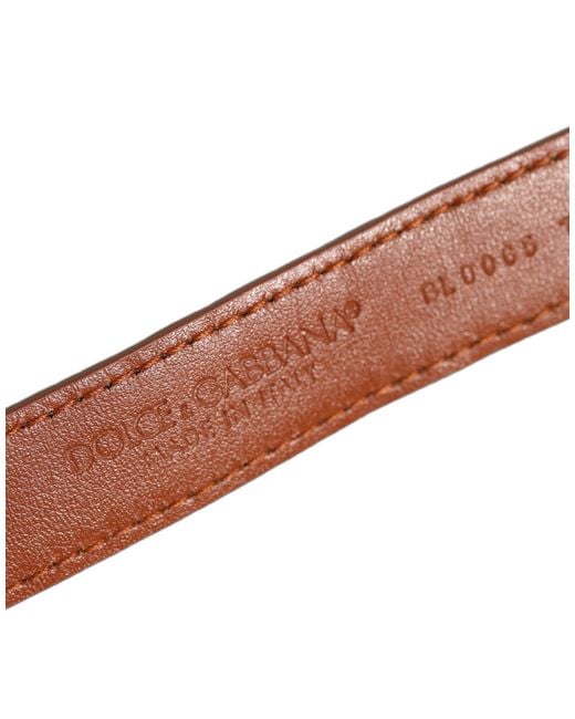 Dolce & Gabbana Metallic Brown Textured Leather Gold Buckle Belt Strap Bracelet