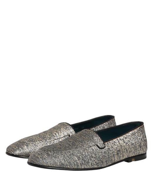 Dolce & Gabbana Gray Lurex Glitter Men Dress Loafers Shoes for men