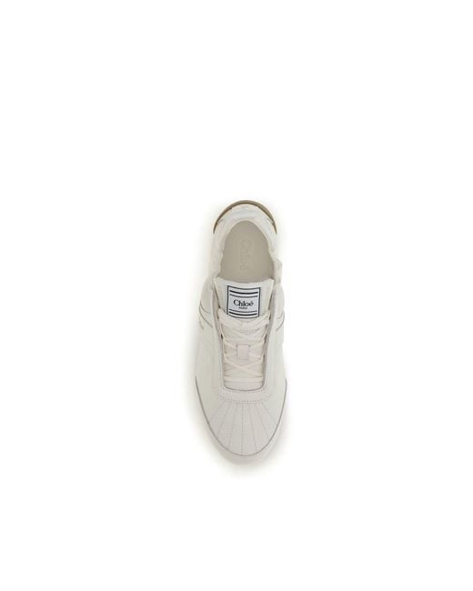 Chloé White Beige Fabric Athletic Sneakers