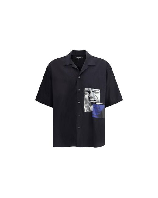 DSquared² Blue Fighter Notch Shirt for men