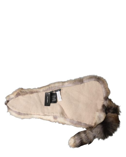 Dolce & Gabbana Natural Frost Fox Fur Neck Warmer Winter Scarf