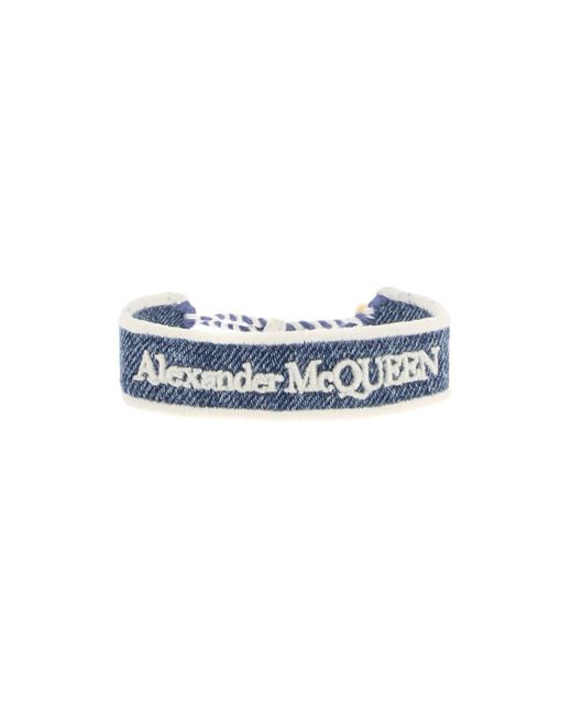 Alexander McQueen Blue Embroidered Bracelet