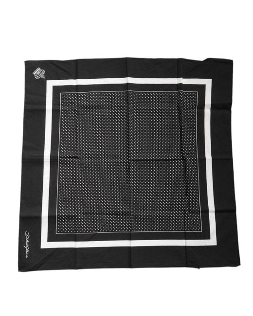 Dolce & Gabbana Black Polka Dots Cotton Handkerchief Scarf for men