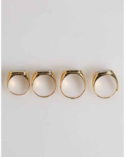 Dolce & Gabbana Natural Tone Brass Jazz Letter Set 4 Pieces Adjustable Ring for men