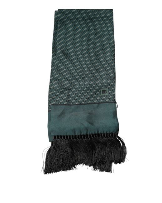 Dolce & Gabbana Green Fantasy Fringes Neck Wrap Scarf for men