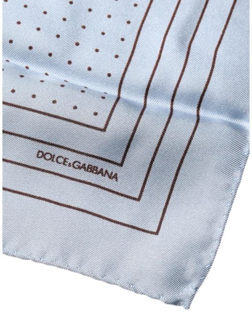 Dolce & Gabbana Blue Sky Polka Dots Square Handkerchief Scarf for men