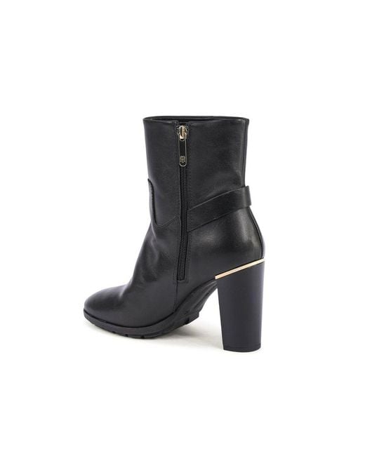 Tommy Hilfiger Black Ankle Boots Buckle Accent