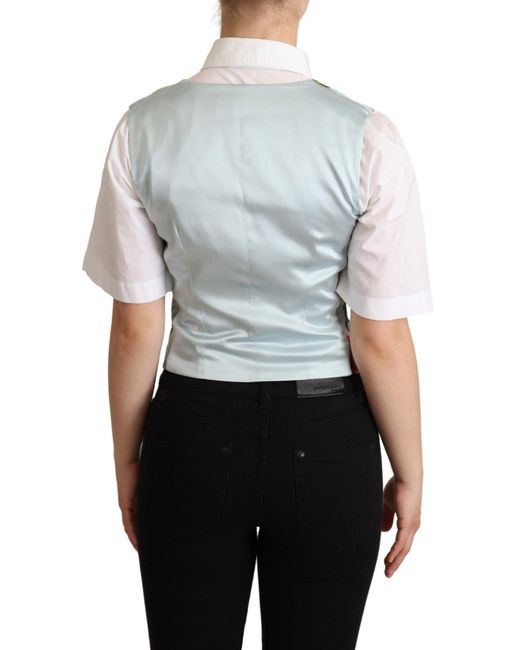 Dolce & Gabbana Blue Elegant Floral Print Silk Waistcoat