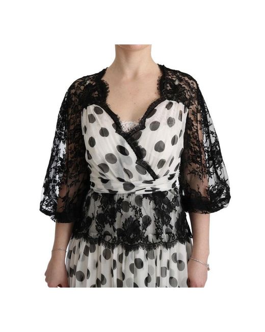 Dolce & Gabbana Black Polka Dotted Floral Dress