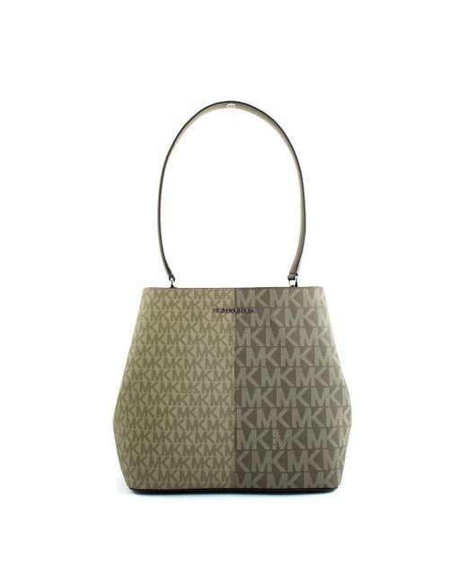 Michael Kors Green Bicolor Canvas Shoulder Bag
