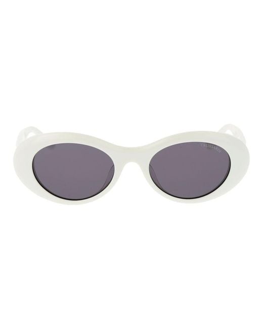 Trussardi Metallic White Acetate Sunglasses
