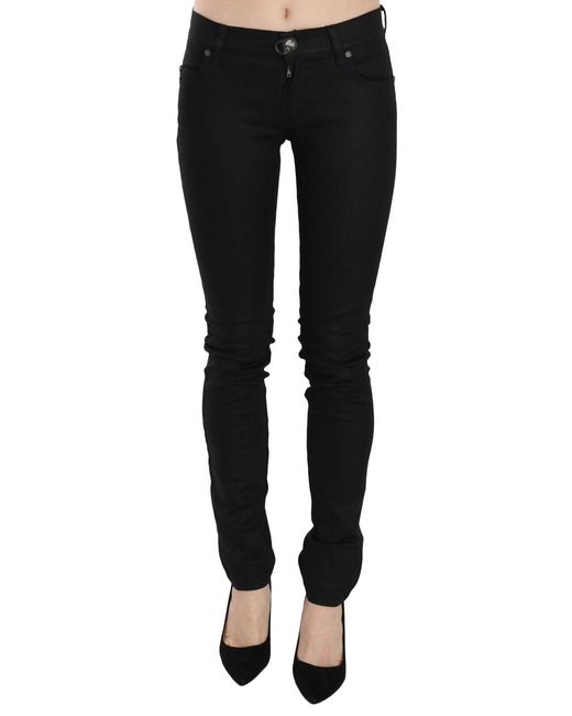 Plein Sud Cotton Black Mid Waist Skinny Denim Jeans