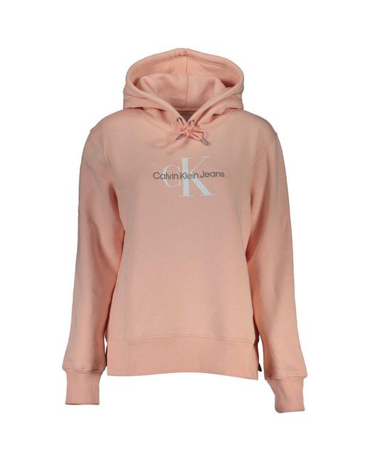 Calvin Klein Pink Chic Fleece Hooded Sweatshirt With Logo Embroidery